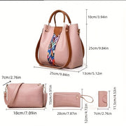 4-Piece Crossbody Bag Set for Women with Mother-Child Large Capacity Contrast Colors