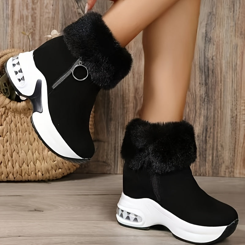 Women's Winter Boots Fleece Lined Snow Boots with Zipper and Thick Sole
