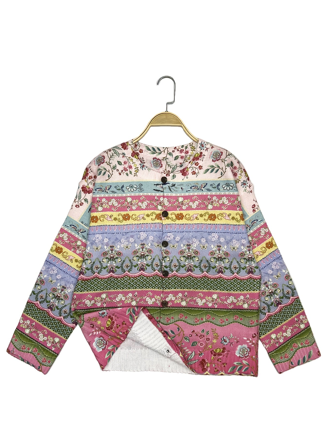 Plus Size Women's Floral Print Cardigan Lightweight Long Sleeve Sweater for Spring and Fall