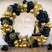 140pcs Black and Gold Latex Balloon Garland Kit for Celebrations