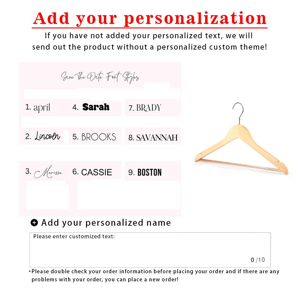 Personalized Wooden Hanger for Women Bridesmaid Dress White Wedding Accessory