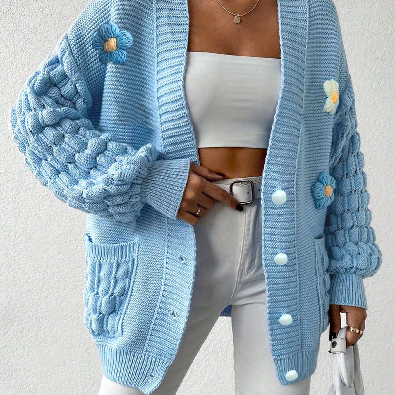 Plus Size Women's Cardigan Floral Loose Spring Autumn Winter Fashion