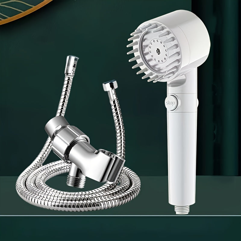 Cabezal de ducha de alta presión ajustable con panel de acero inoxidable de un toque para detener el agua