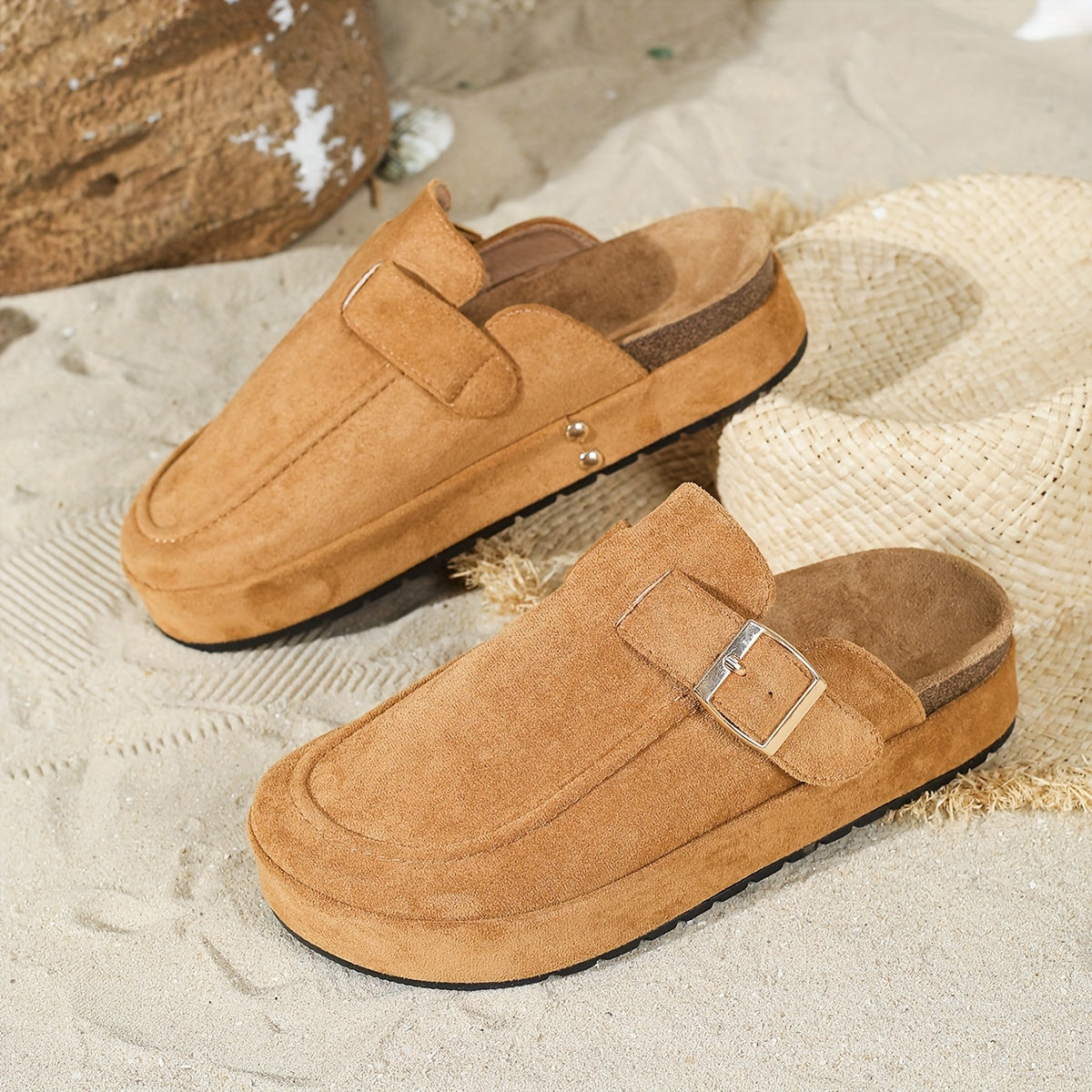 Women's Retro Thick-Soled Closed-Toe Slip-On Mules for Indoor Outdoor Comfort