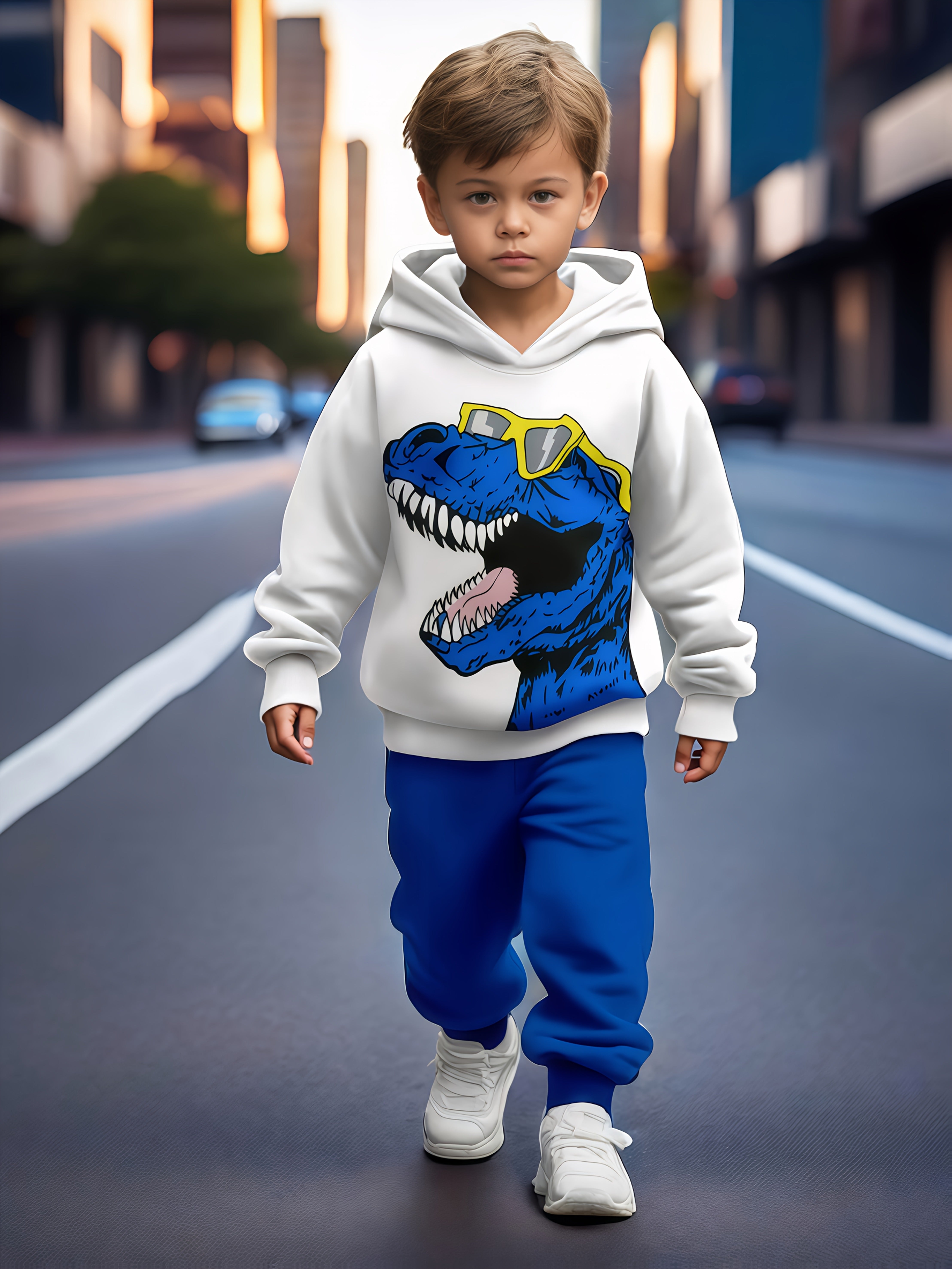 Kids Boys Dinosaur Print Sweatshirt and Jogging Set Spring Autumn Comfortable Fabric