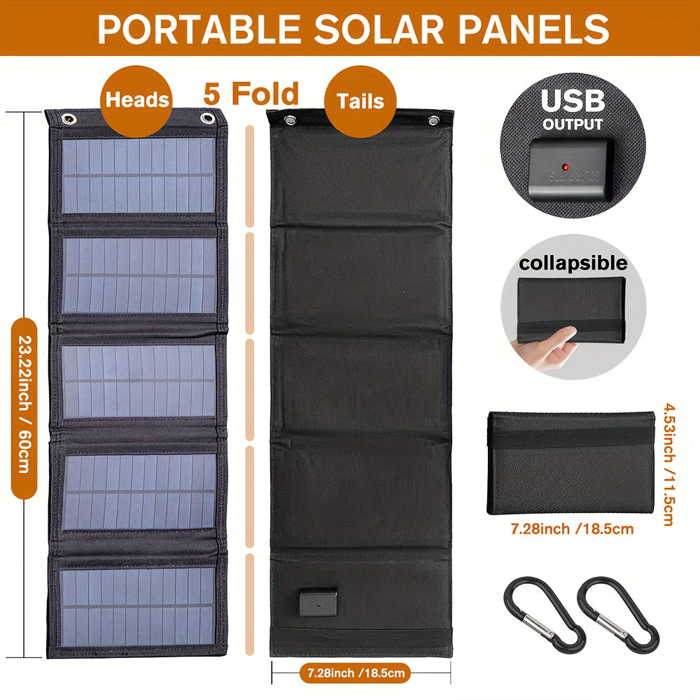 Portable Foldable Solar Charger Panel 35W Monocrystalline Silicon for Camping and Travel