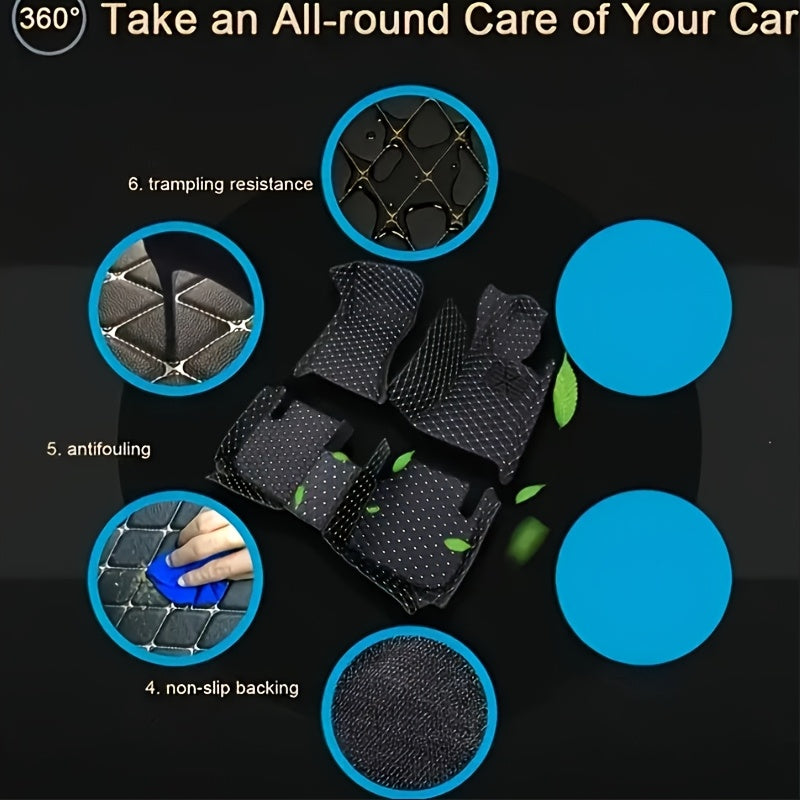 Juego de 3 alfombrillas para coche de cuero PUPU, resistentes a todas las estaciones, duraderas para LHD