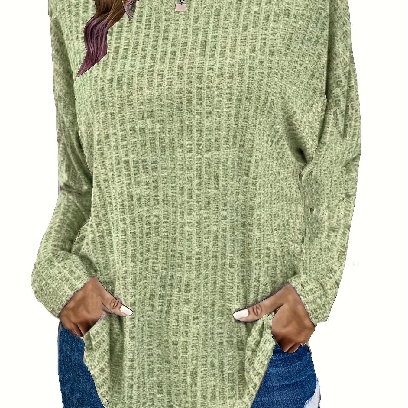 Plus Size Women's Cozy Long Sleeve Pullover Sweater Fall Winter Layering