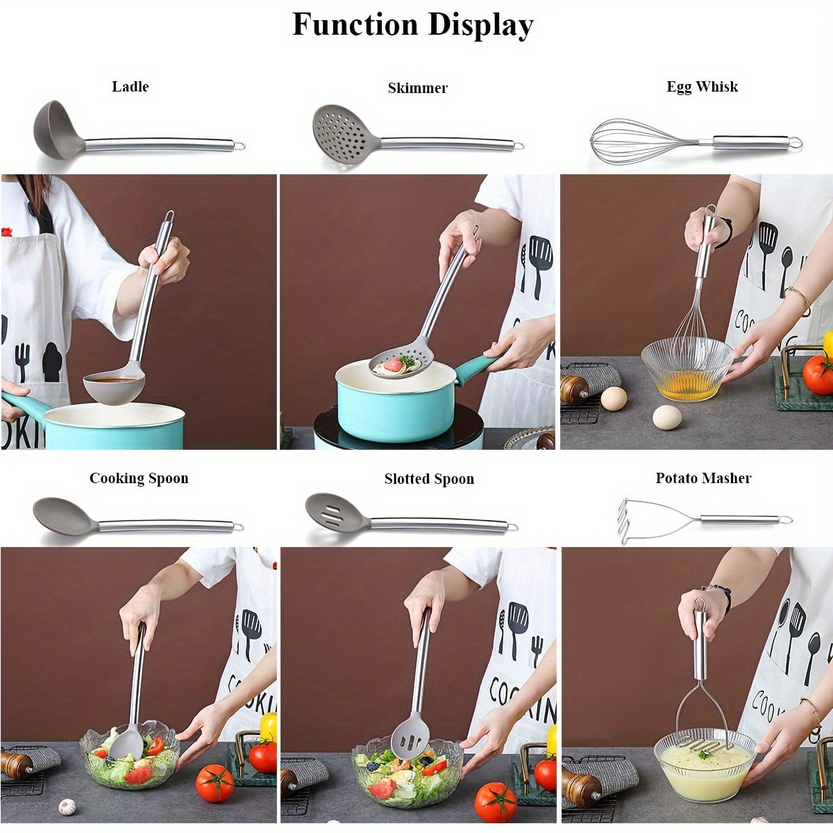 Juego de 39 utensilios de silicona antiadherente para cocina con soporte de acero inoxidable