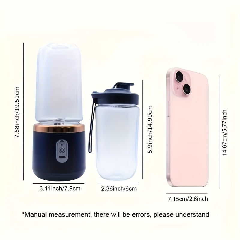 Portable Blender va Sitrgich 13.4oz Ikki shisha, USB bilan qayta zaryadlanadigan, 6-tilt