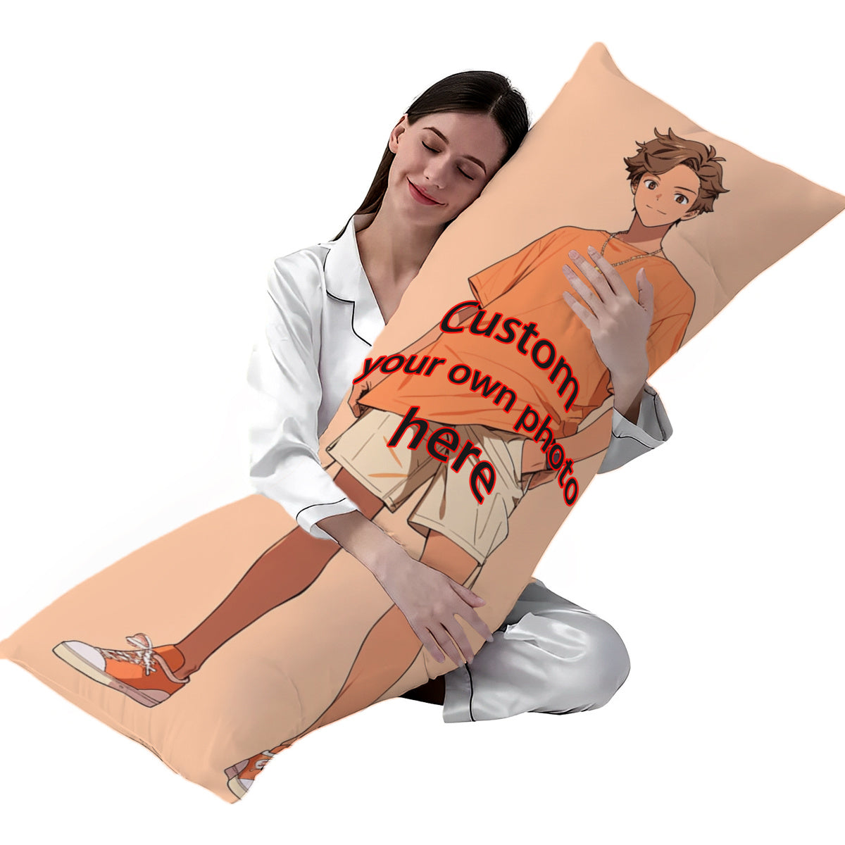 Anime Themed Customizable Long Body Pillow Cover Soft Plush Polyester 50.8x137.2 cm