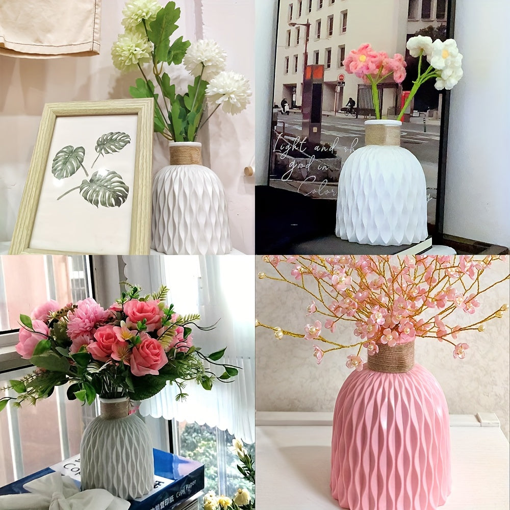 2 богемные белые пластиковые вазы, высотой 14,99 см, для искусственных цветов - идеально подходят для свадеб и домашнего декора.