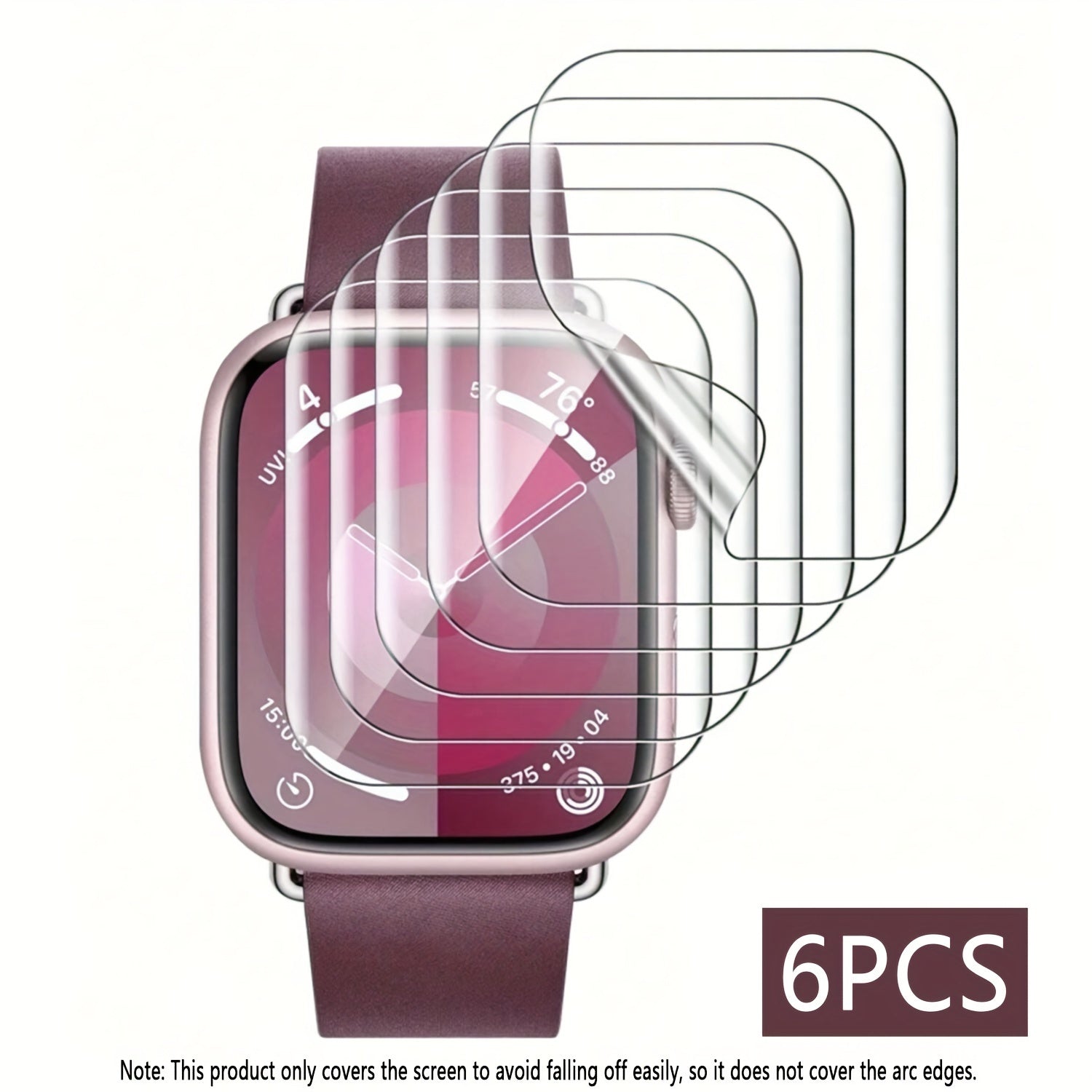 6 Pack Clear TPU Hydrogel Screen Protectors for Apple Watch Series Compatible