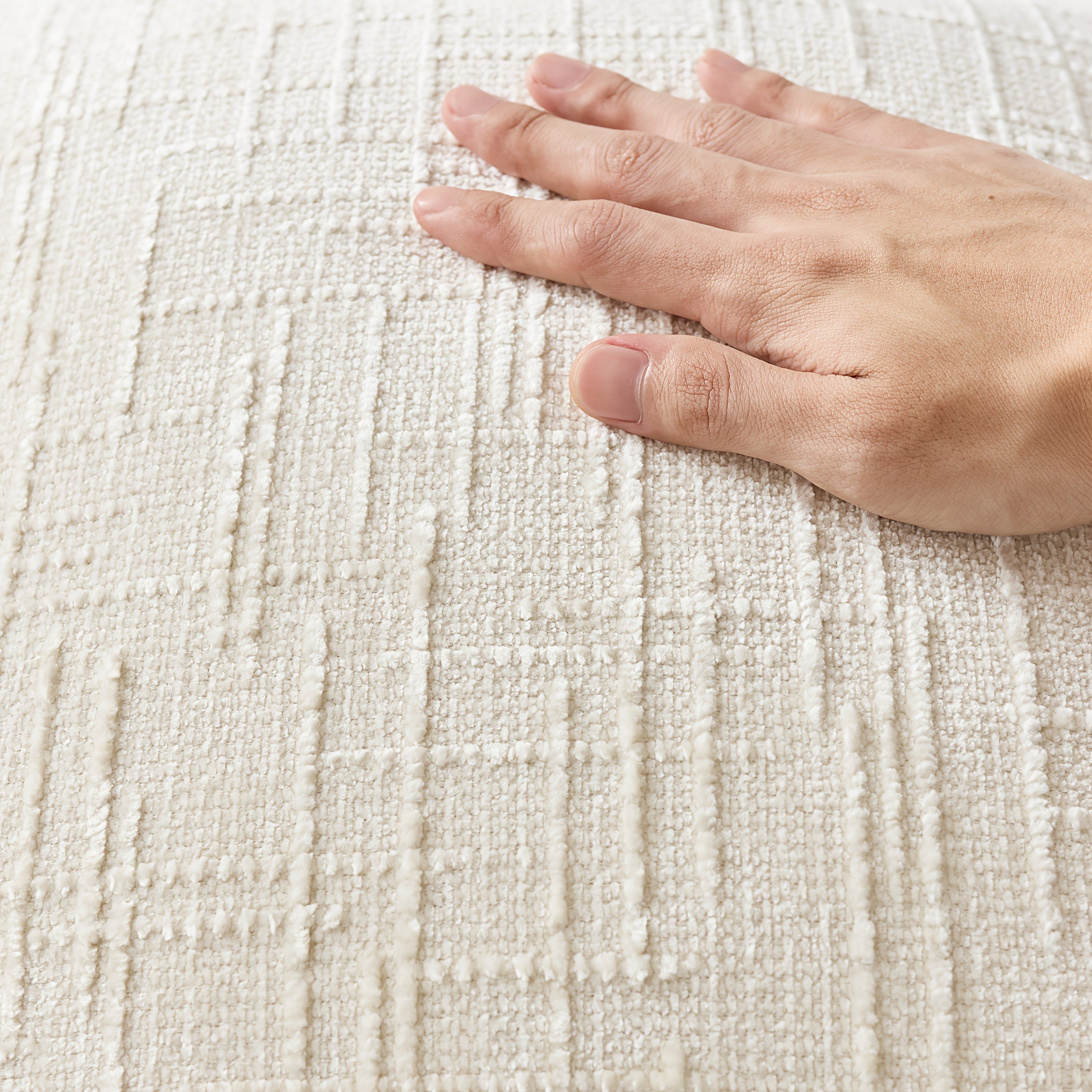 Velvet Throw Pillow Cover with Bamboo Striped Geometric Design for Sofa Bedroom