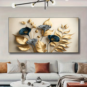 Canvas Wall Art Modern Gold Leaves Painting for Bedroom Living Room Office Dorm
