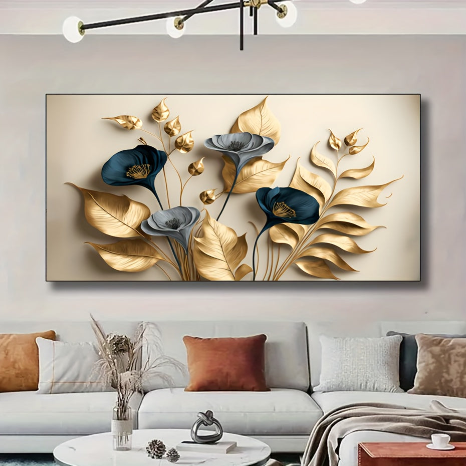Canvas Wall Art Modern Gold Leaves Painting for Bedroom Living Room Office Dorm