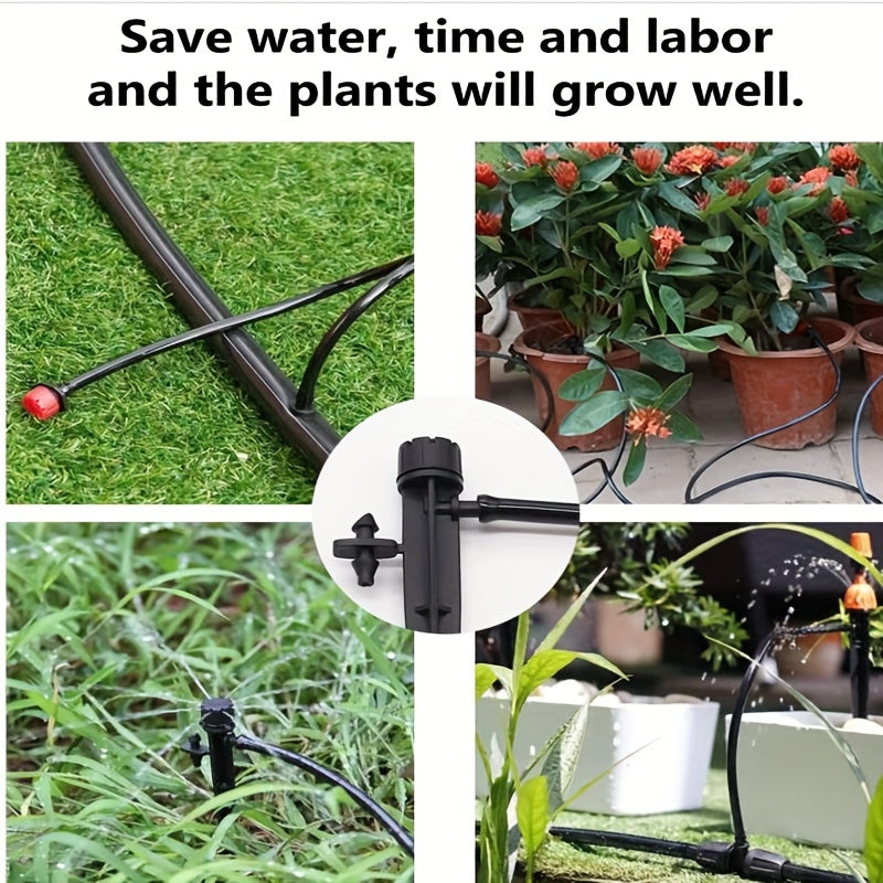 15m 1/4 Inch Garden Drip Irrigation Tubing with 15 Barbed Connectors