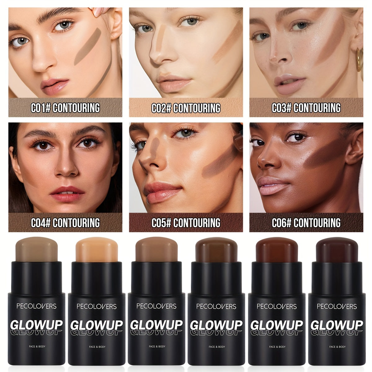 Long-Lasting Contouring Stick with Matte Bronzer for Face and Nose Definition