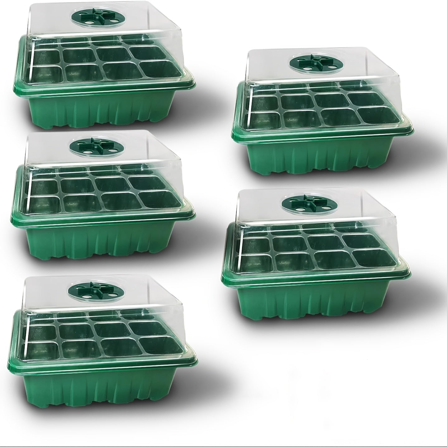 5-Piece Plastic Germination Tray Set with Adjustable Vents for Vegetables Flowers Succulents Reusable Breathable