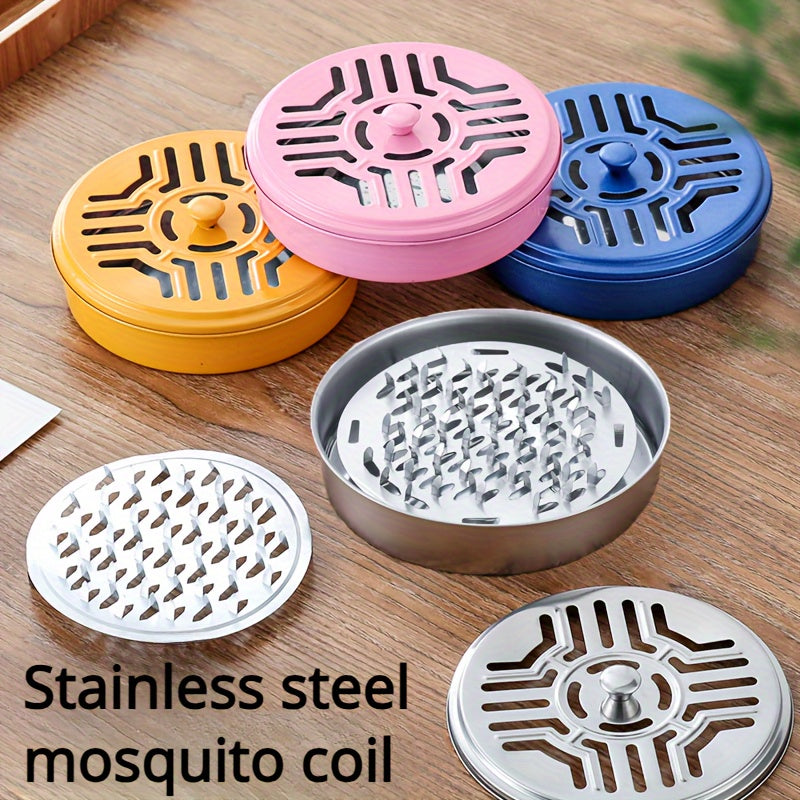 Portable Stainless Steel Mosquito Coil Box 1 or 3 Pack Easy-Clean Indoor Outdoor