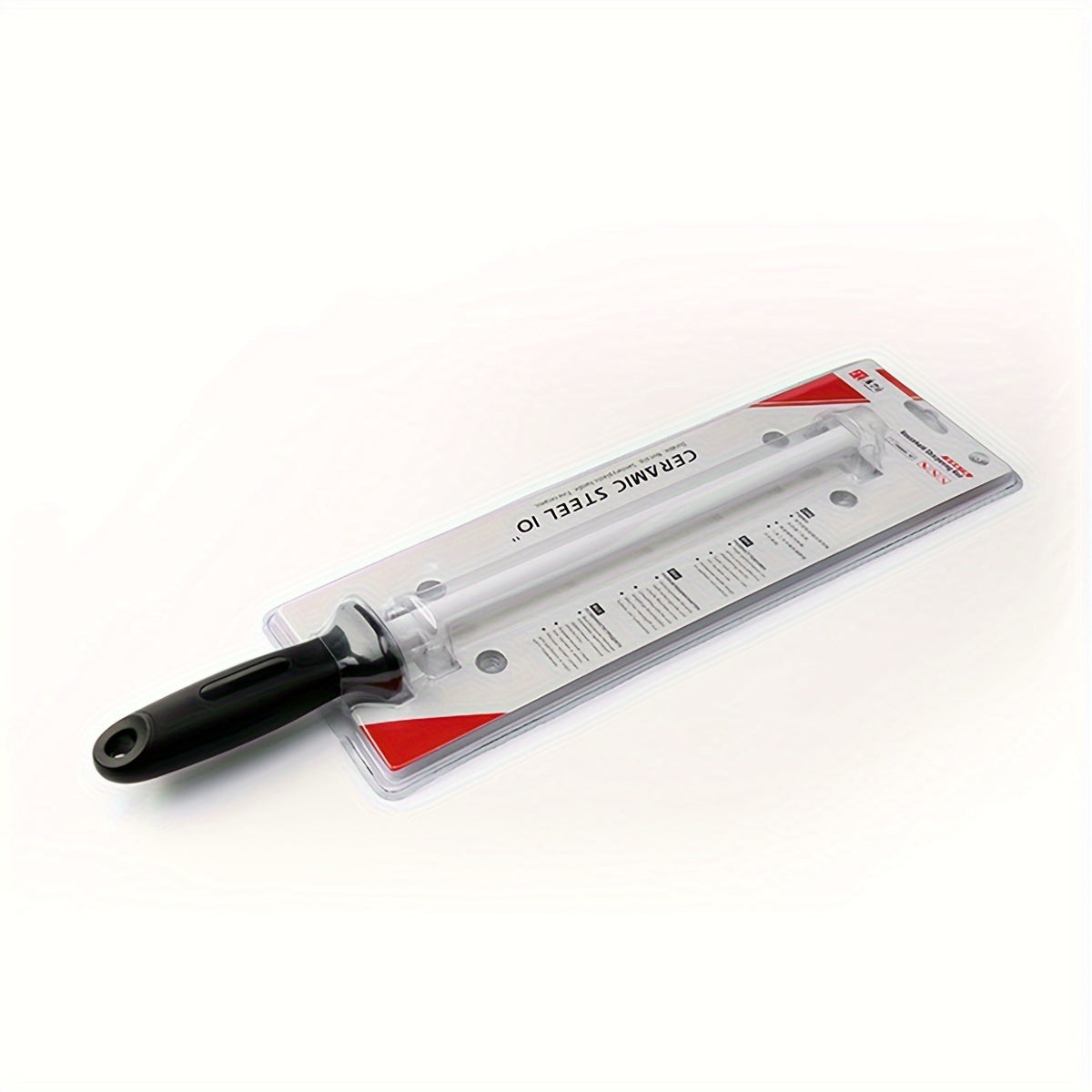 10-Inch Ceramic Sharpening Rod with Safety Guard and Ergonomic Grip