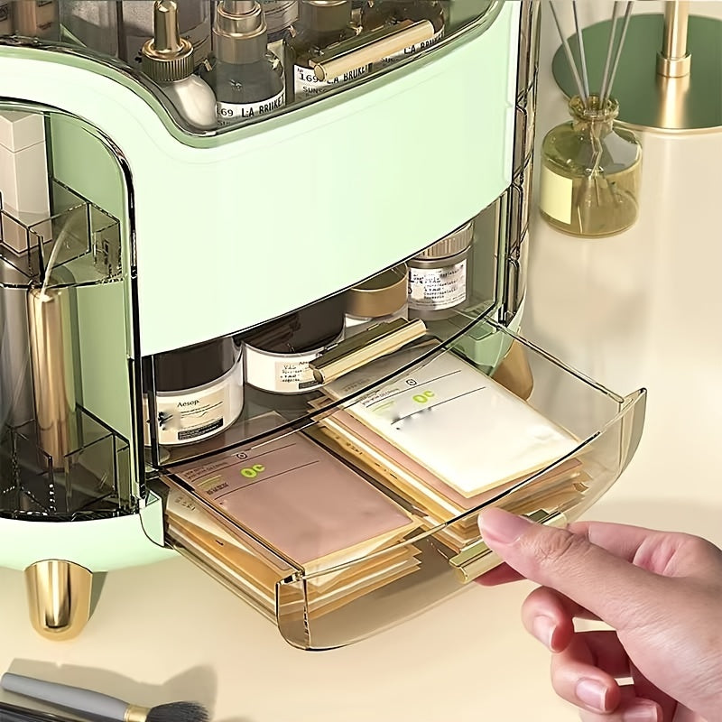 Clear Makeup Organizer Box with Dustproof Cover for Cosmetics Storage