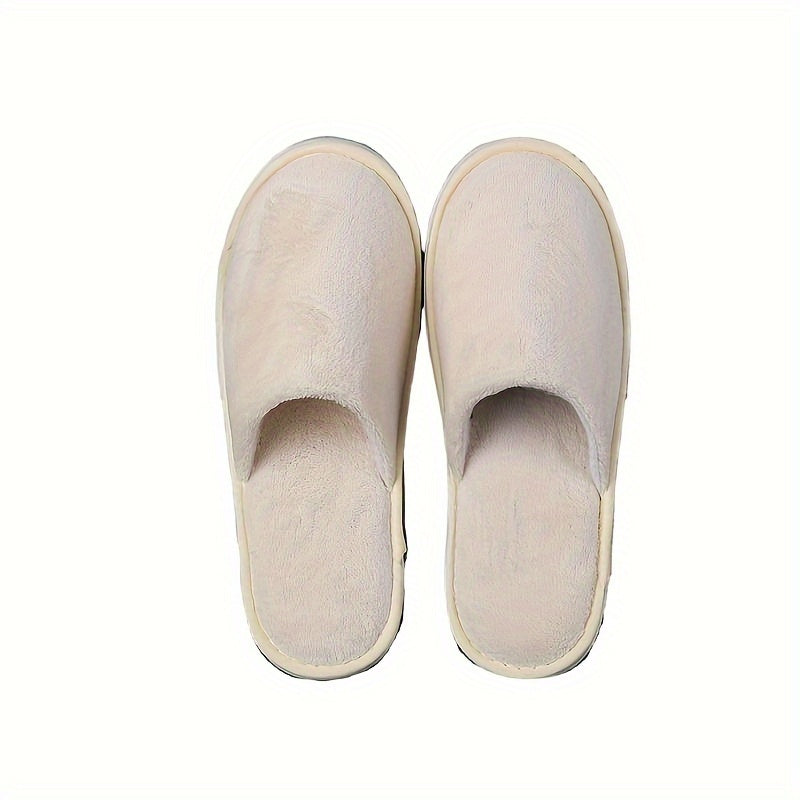 Women Coral Fleece Disposable Slippers Thick Warm Soft Winter
