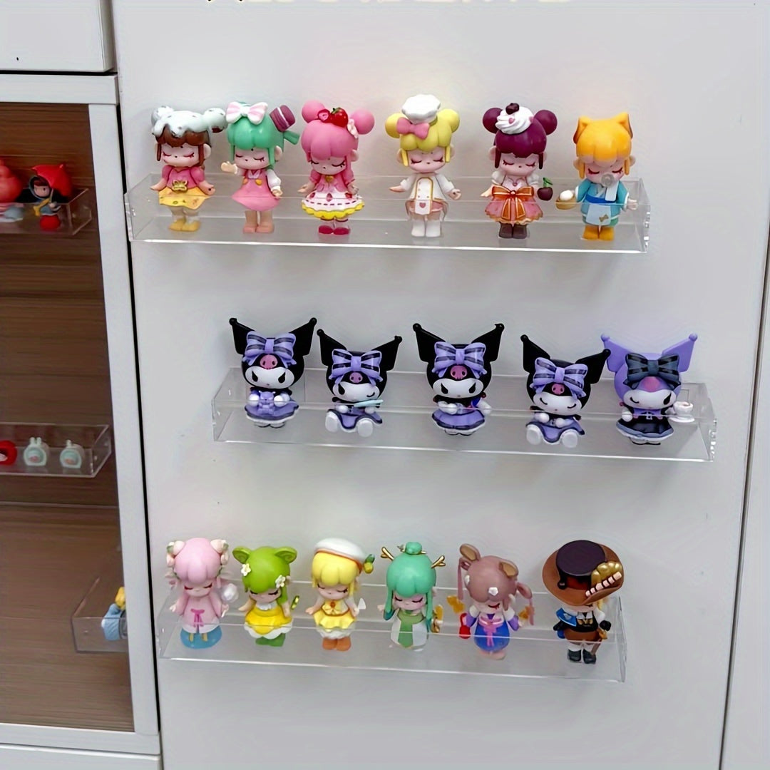 Transparent Wall-Mounted Display Shelf for Collectibles and Figures Dust-Free Adhesive Key Storage