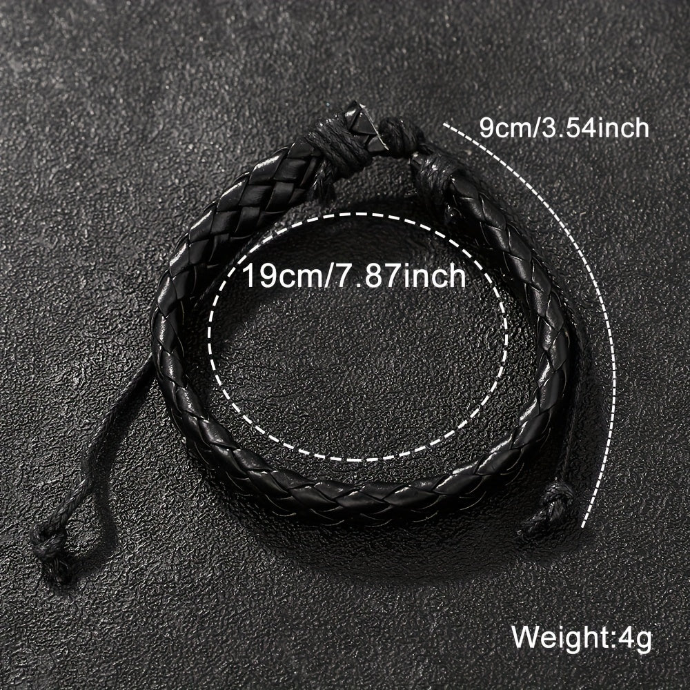 Set of 2 Men's Round Dial Quartz Watches with Woven Bracelets for Gift Giving