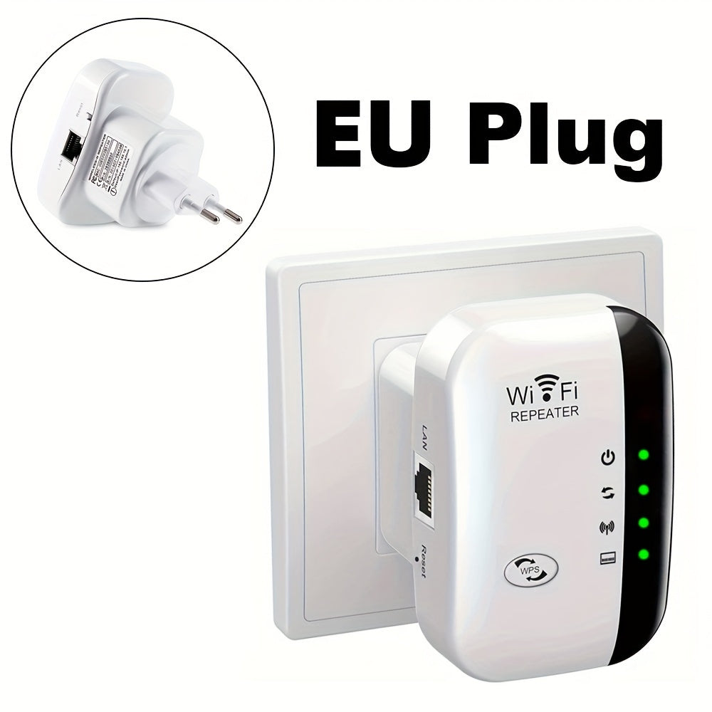 WiFi Extender Boosts Signal to 300Mbps Covers 5000 Sq Ft Ethernet Port Easy Setup Alexa Compatible EU Plug