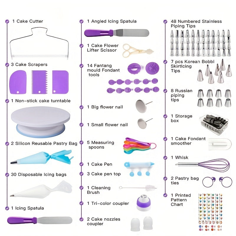 137-Piece Cake Decorating Kit with Turntable Piping Tips Pastry Bags for Beginners