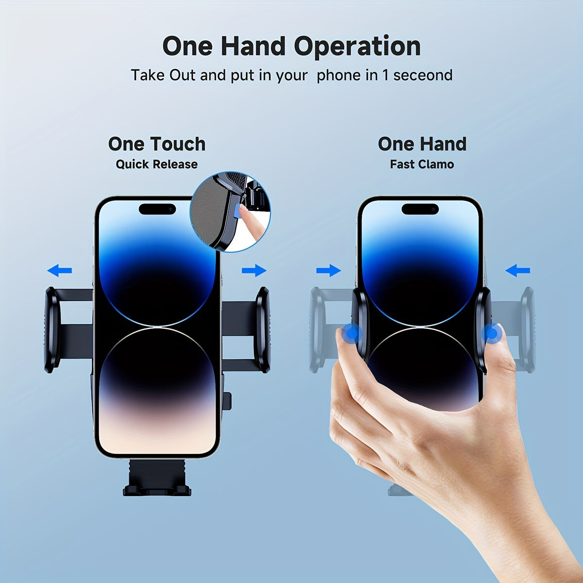 Car Phone Holder Fixing Clip for Center Control Black