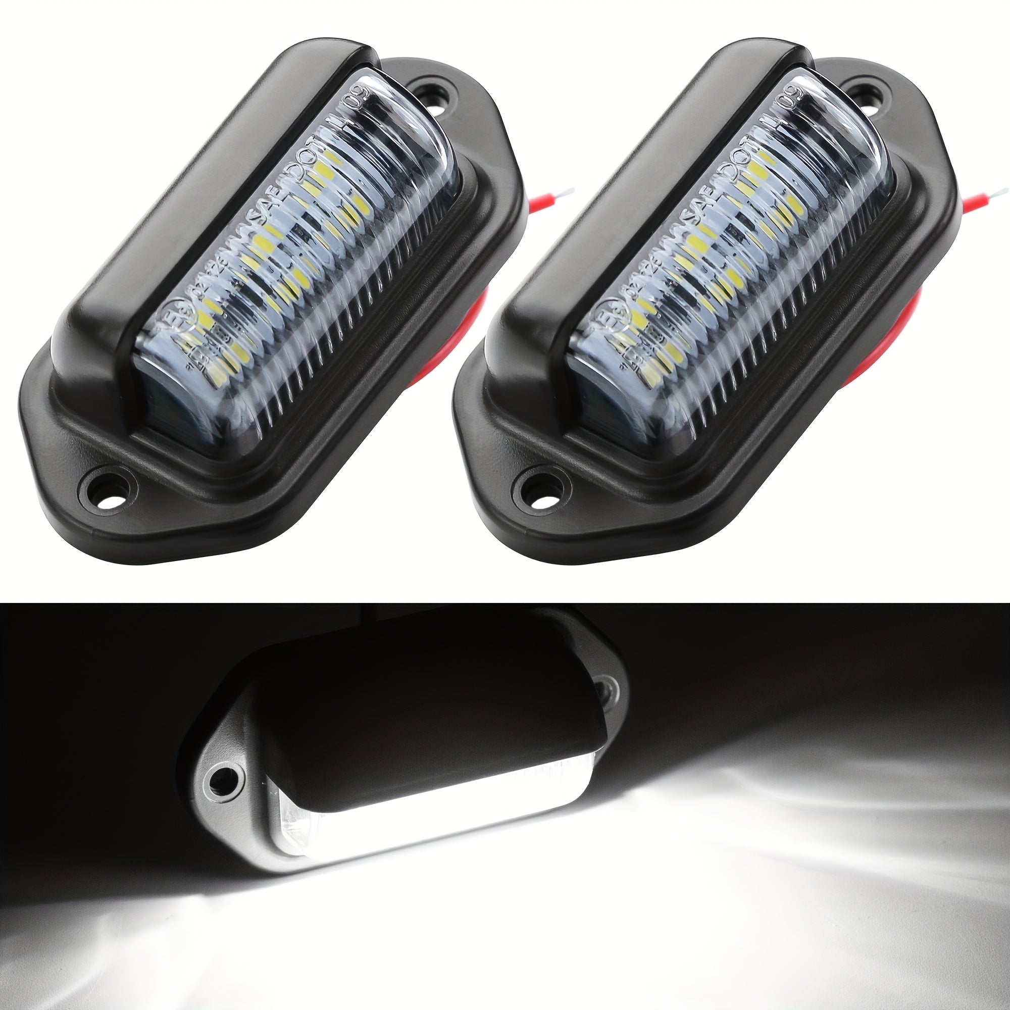 12V-24V Avtomobil raqam belgilari uchun chiroq 6LED 2-to'plam, avtomobillar, yuk mashinalari, avtoulovlar uchun