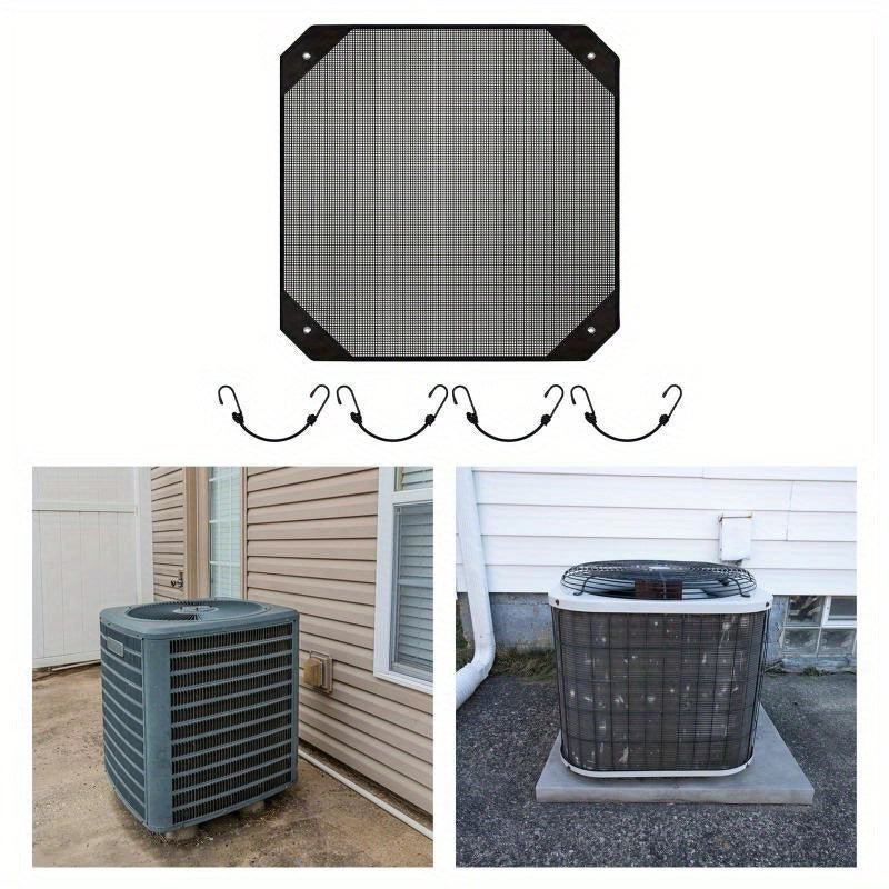 Black Oxford Cloth Air Conditioner Cover for External Units 81cmx81cm Mesh Protection