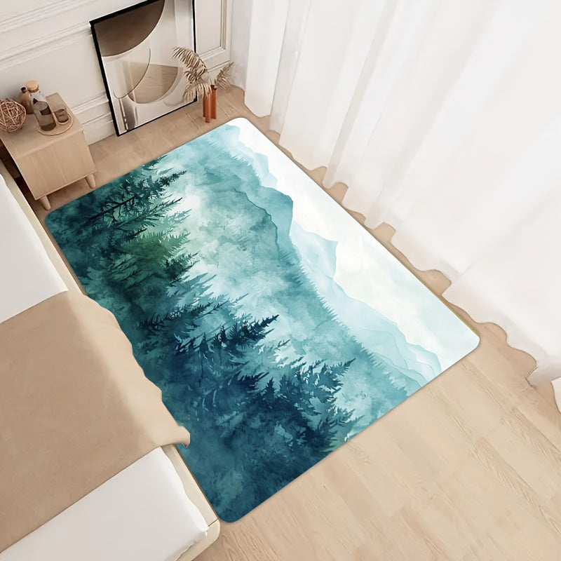 Big Mountain Pattern Bathroom Carpet with Foam Cushion Non-Slip Indoor Doormat