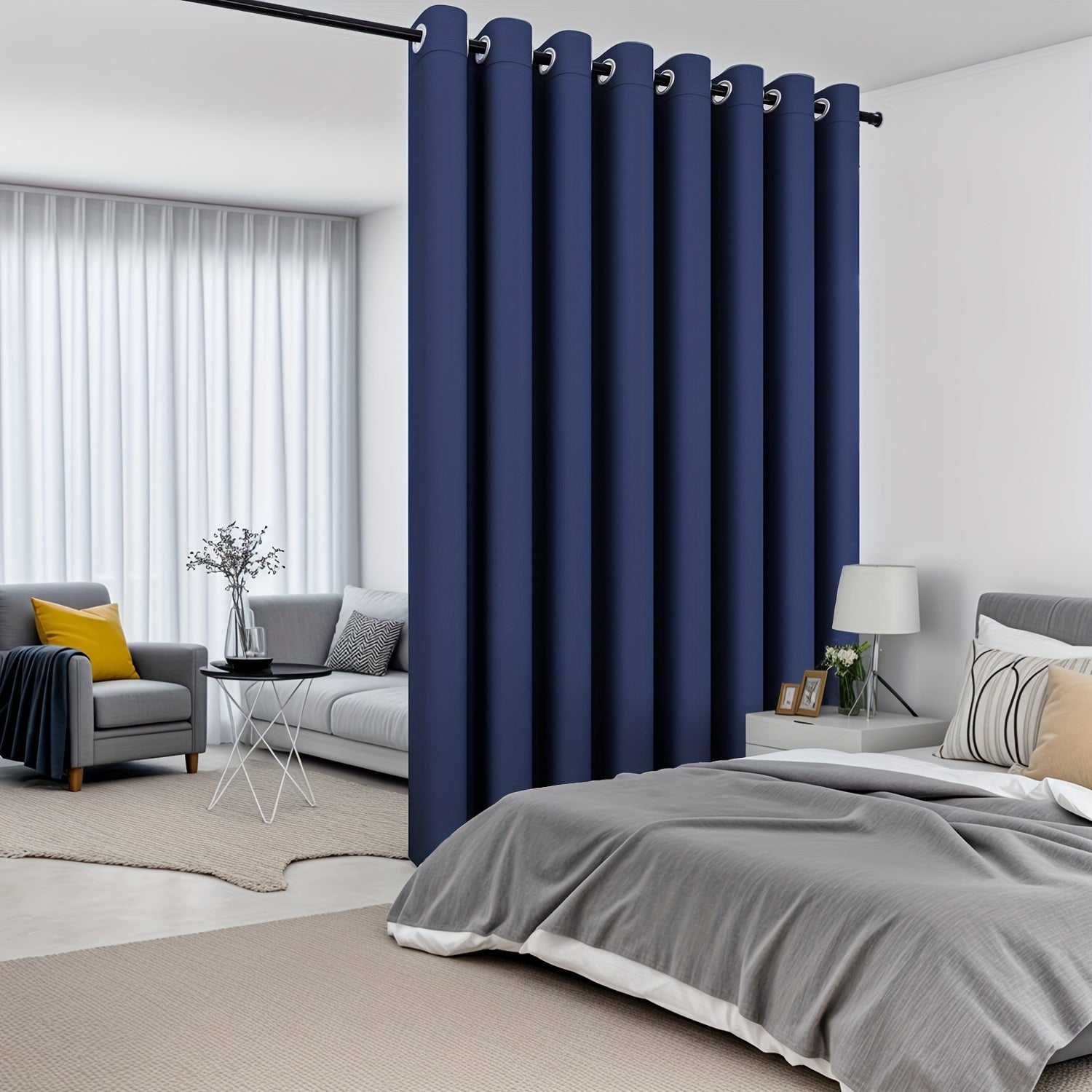 Blackout Privacy Room Divider Curtain Water-Resistant Polyester Grommet Top