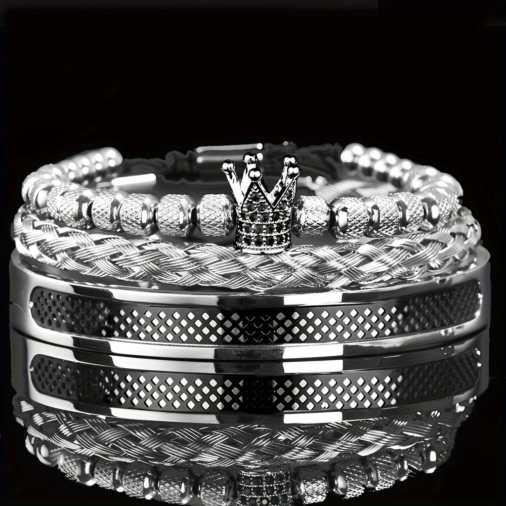 Stainless Steel Crown Bracelet for Men Jewelry Accessory Gift