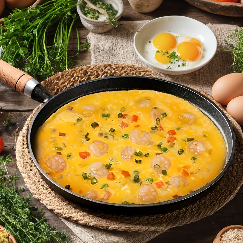 Cast Iron Skillet 19.99cm Non-Stick Durable for Omelets Vegetables and Shrimp