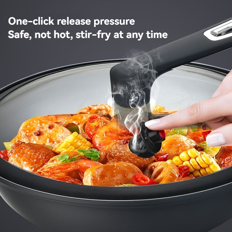 Wok de aluminio antiadherente con tapa, lavado a mano, utensilios de cocina