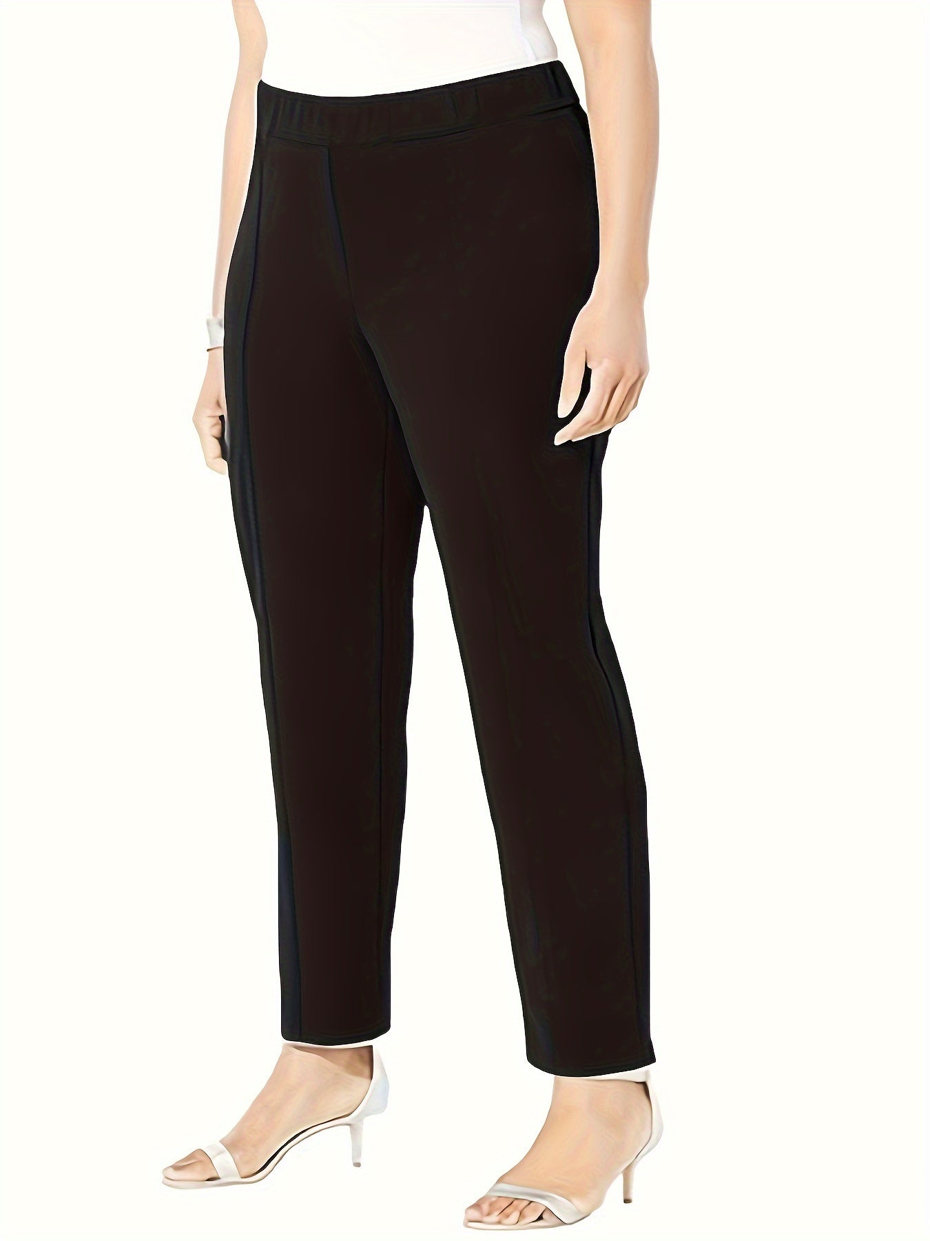 Pantalones casuals de talle alto y corte recto para tallas grandes para primavera y otoño