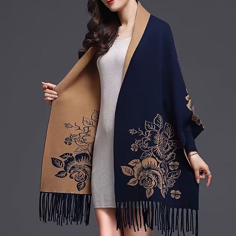 Women's Vintage Wool Shawl Coat for Autumn Winter Warm Stylish Cheongsam Alternative