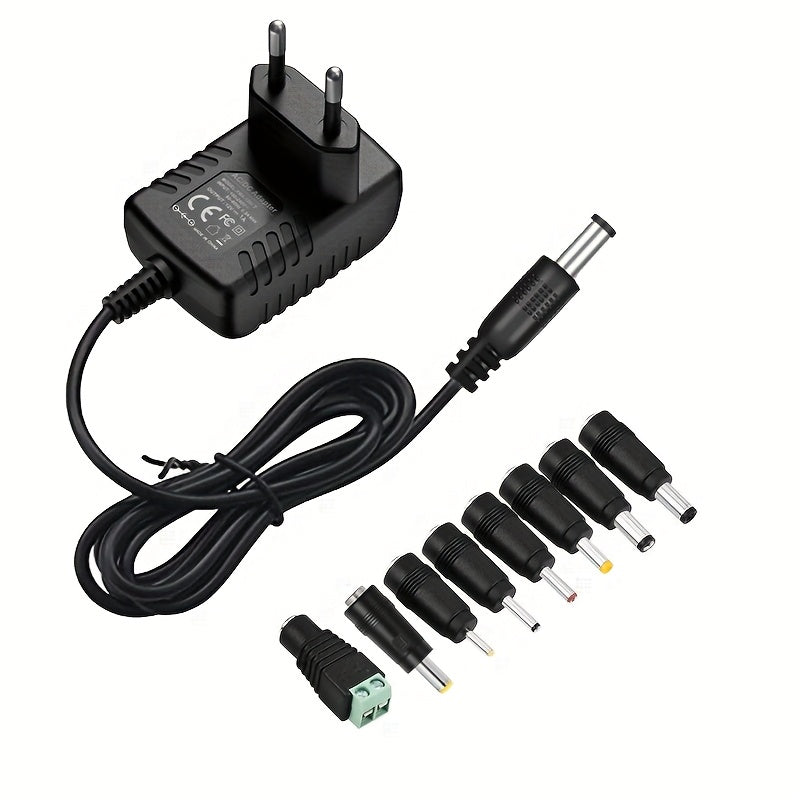 Adaptador de corriente AC/DC de 12V 1A con 8 enchufes DC para tiras de LED, enrutadores y cámaras