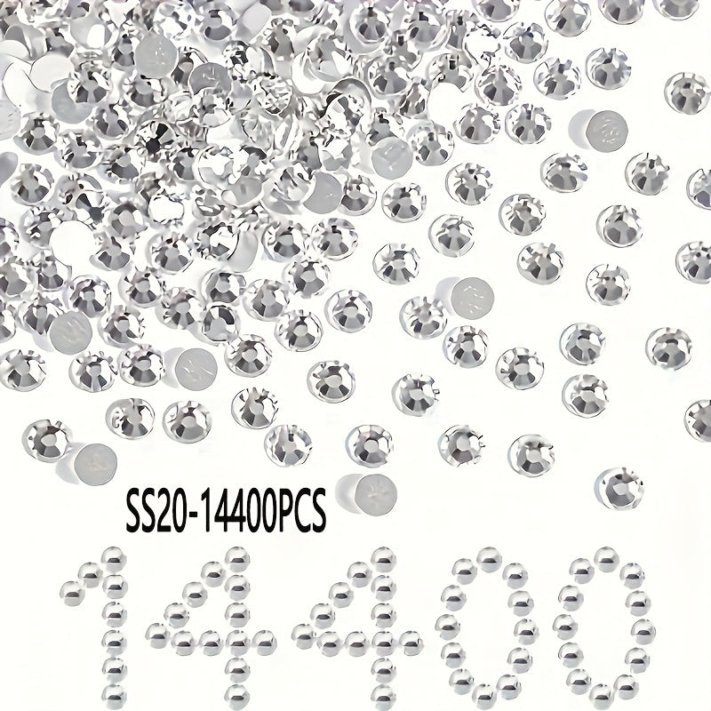 14400 Shisha Kristalli Flatback Rhinestones uchun Tirnoq San'ati, kiyim-kechak, poyabzal, sumkalar SS3 dan SS34 gacha