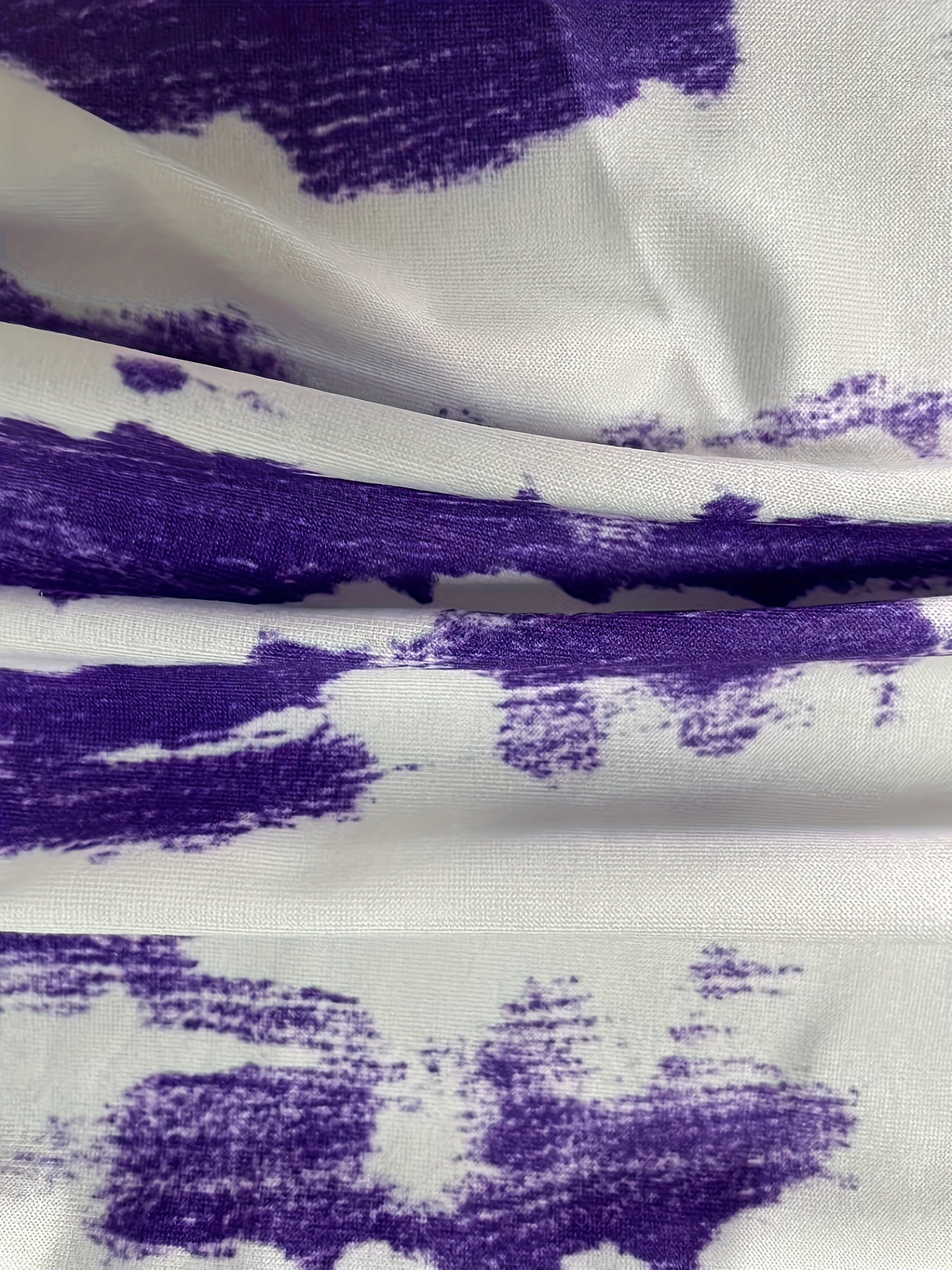 Women’s Sleeveless Tie-Dye Jumpsuit with Pockets, Adjustable Straps, Purple White