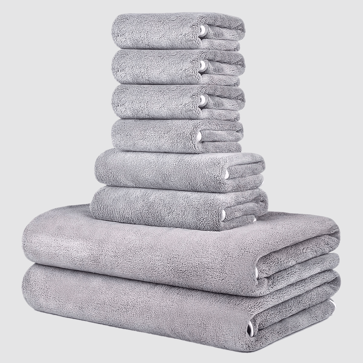 8-Piece Coral Fleece Bath Towel Set Quick-Drying Absorbent Large and Small Towels