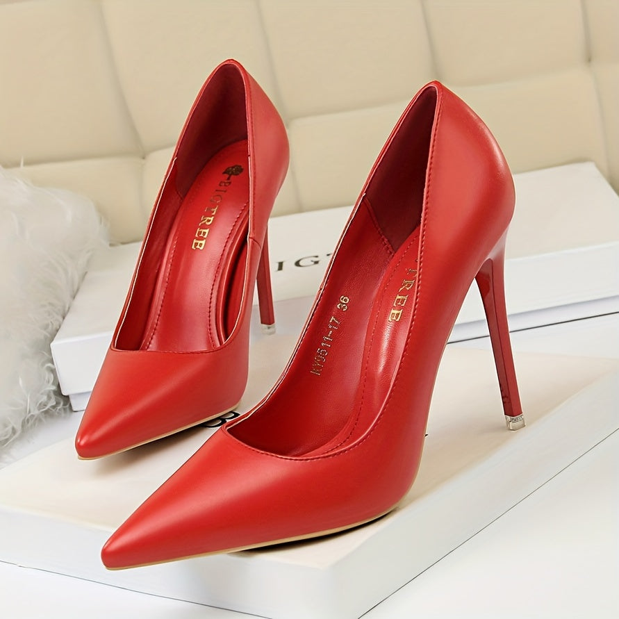 Women's Pointed Toe Stiletto Heels Glossy PU White Platform Pumps