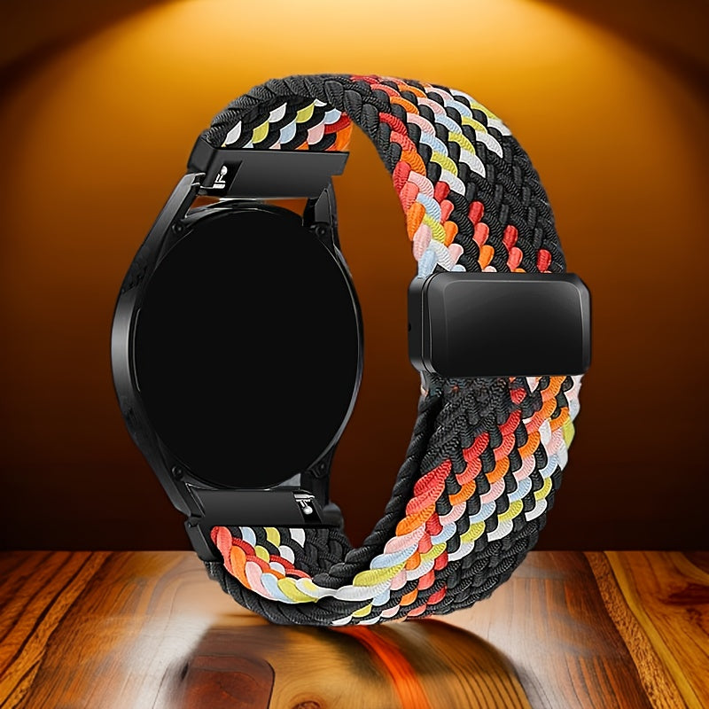 Polyamide Elastic Woven Smartwatch Band with Magnetic Clasp 18mm 20mm 22mm Compatible with Samsung Huawei Xiaomi
