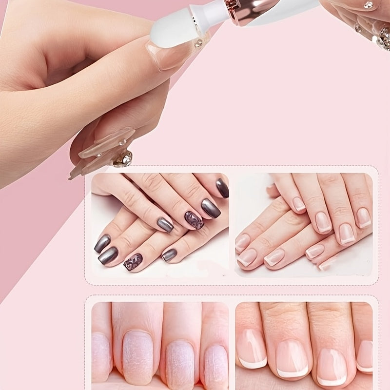 Cordless Electric Nail Drill Set for Thick Nails Hand and Foot Care Rechargeable White