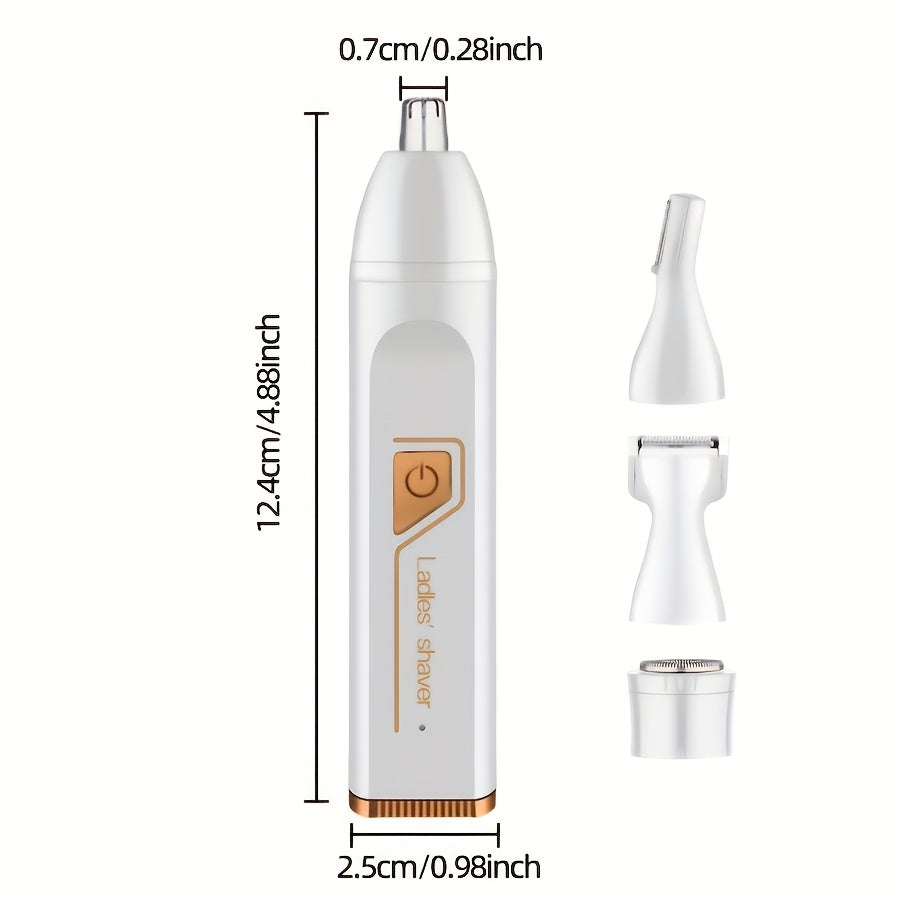 Set de depilación eléctrica 4 en 1, recortadora de bikini, recargable por USB para rostro, cejas, nariz, piernas