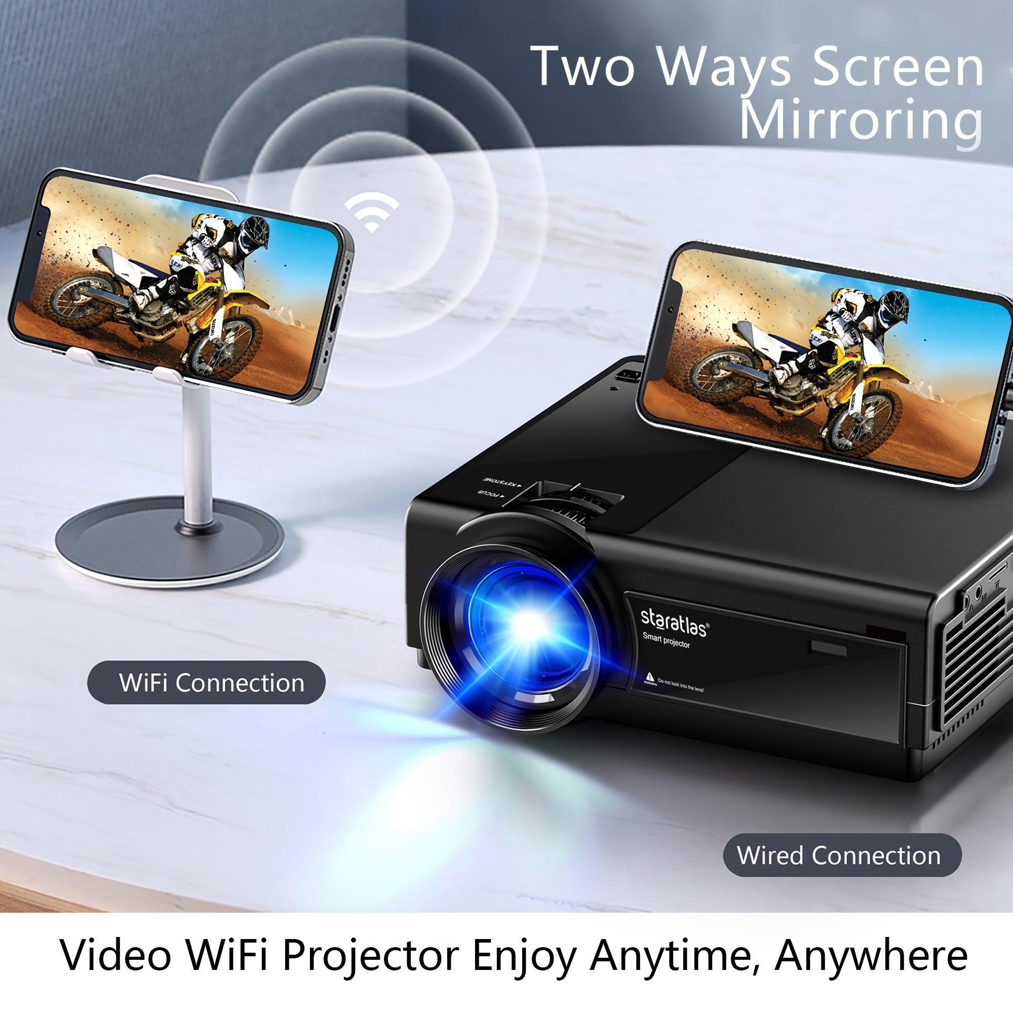 Mini Portable Projector 1080P Full HD Wifi Bluetooth Compact Video Player